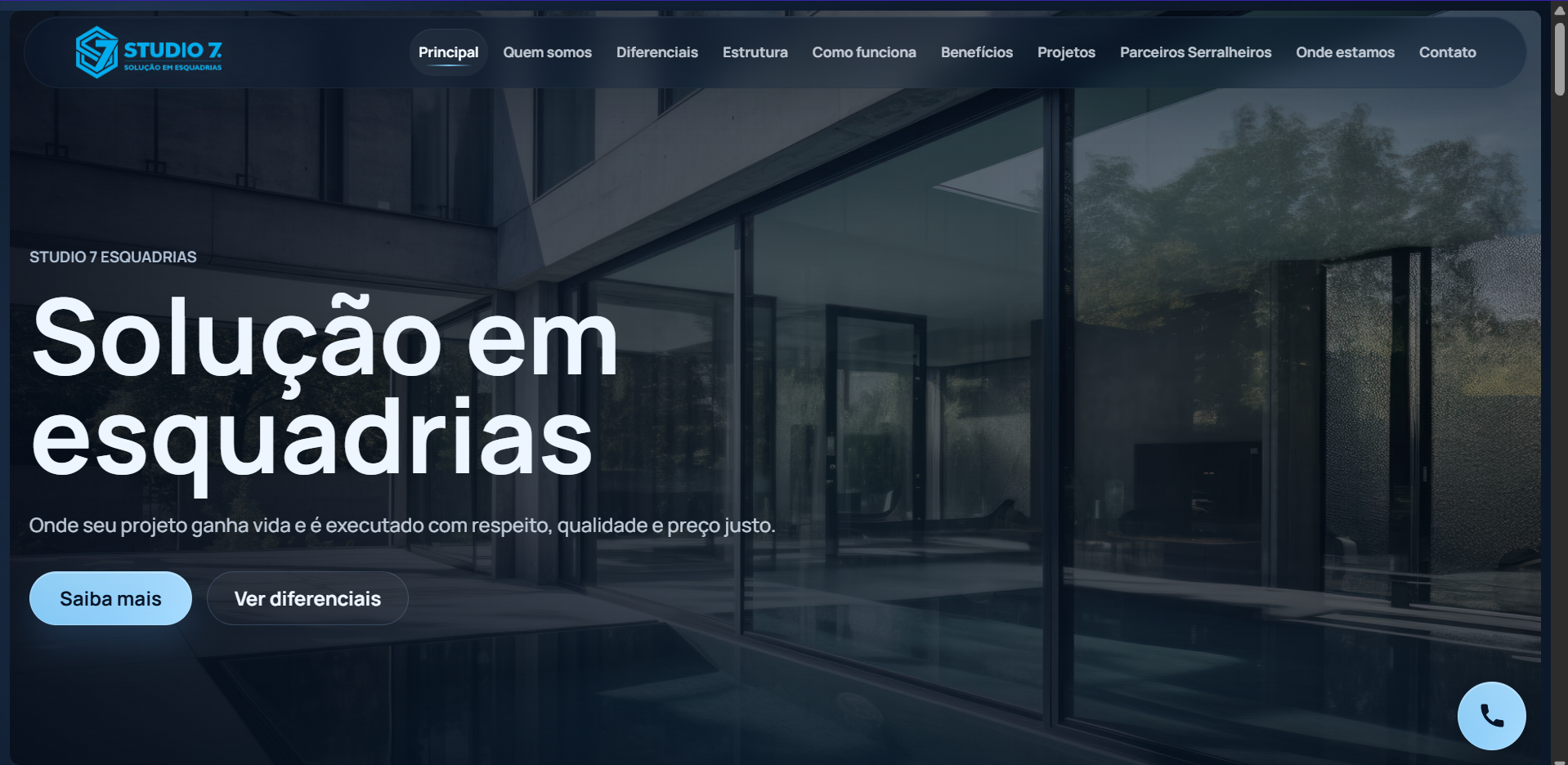 Preview do site Studio7 Esquadrias